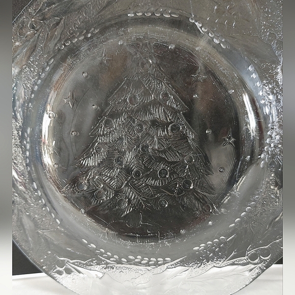 Arcoroc HOLLY TREE Glass Salad Plate Replacement Poinsettia's France Embossed Vt - Picture 9 of 12